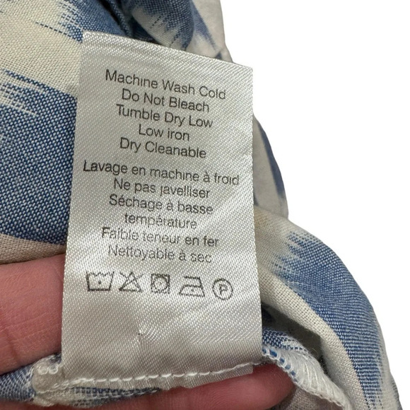 Veronica Beard Zee Ikat Ruffle Tiered Cotton Mini Dress Boho White Blue Sz 4 - Picture 14 of 15